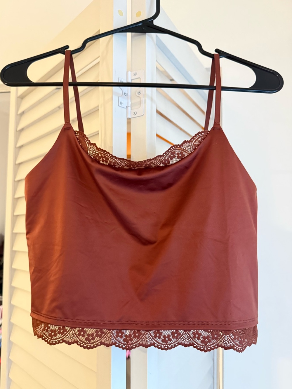 aerie NWT Show Off Shine Lace Tank Top - Dark Rust Size Medium